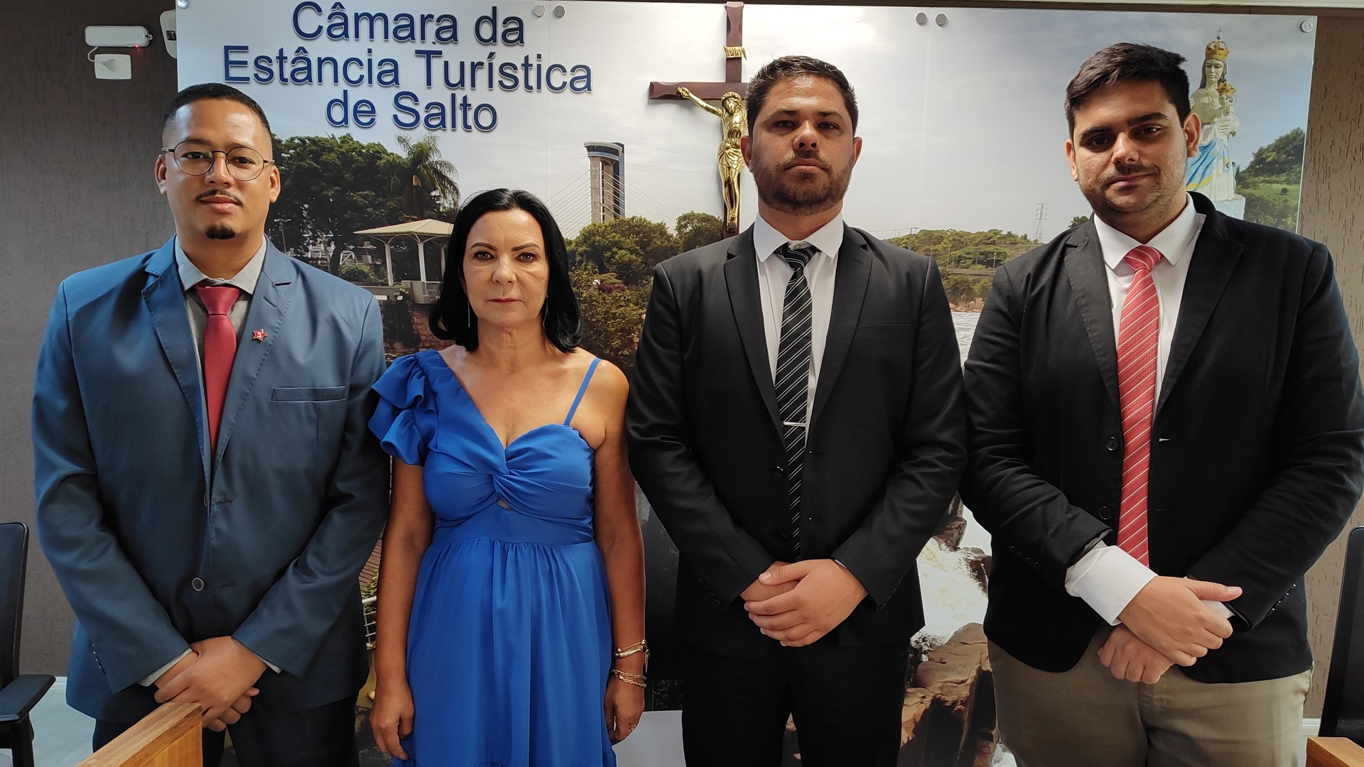 Da esquerda para a direita, Chell Iliveira, Luzia Vidal, Clayton Bispo e Henrique Balseiros. Foto: Câmara de Salto.