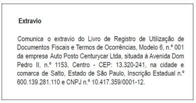 Extravio de Livro de Registro